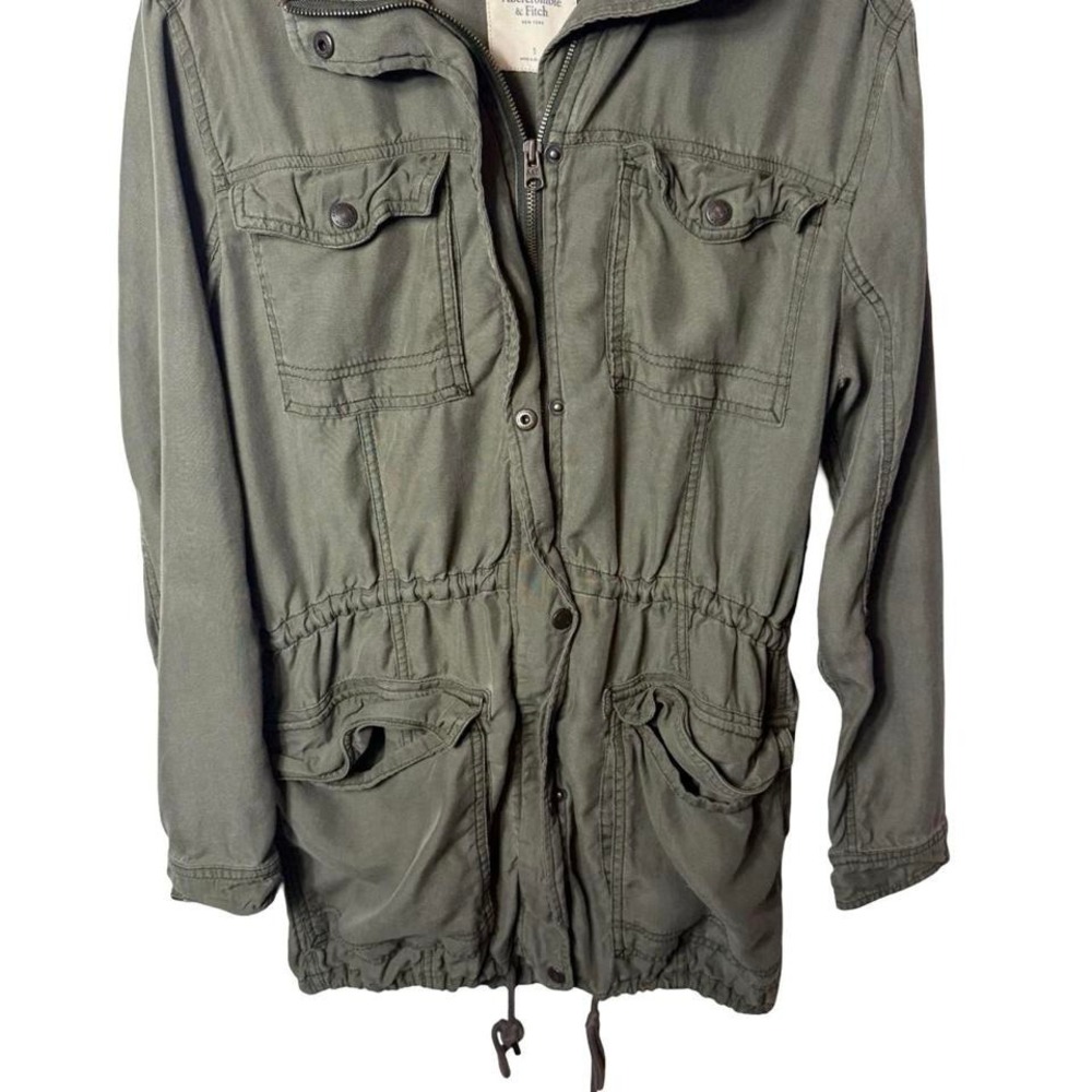 y2k green Abercrombie & Fitch zip-up hooded jacket chore fisherman vintage